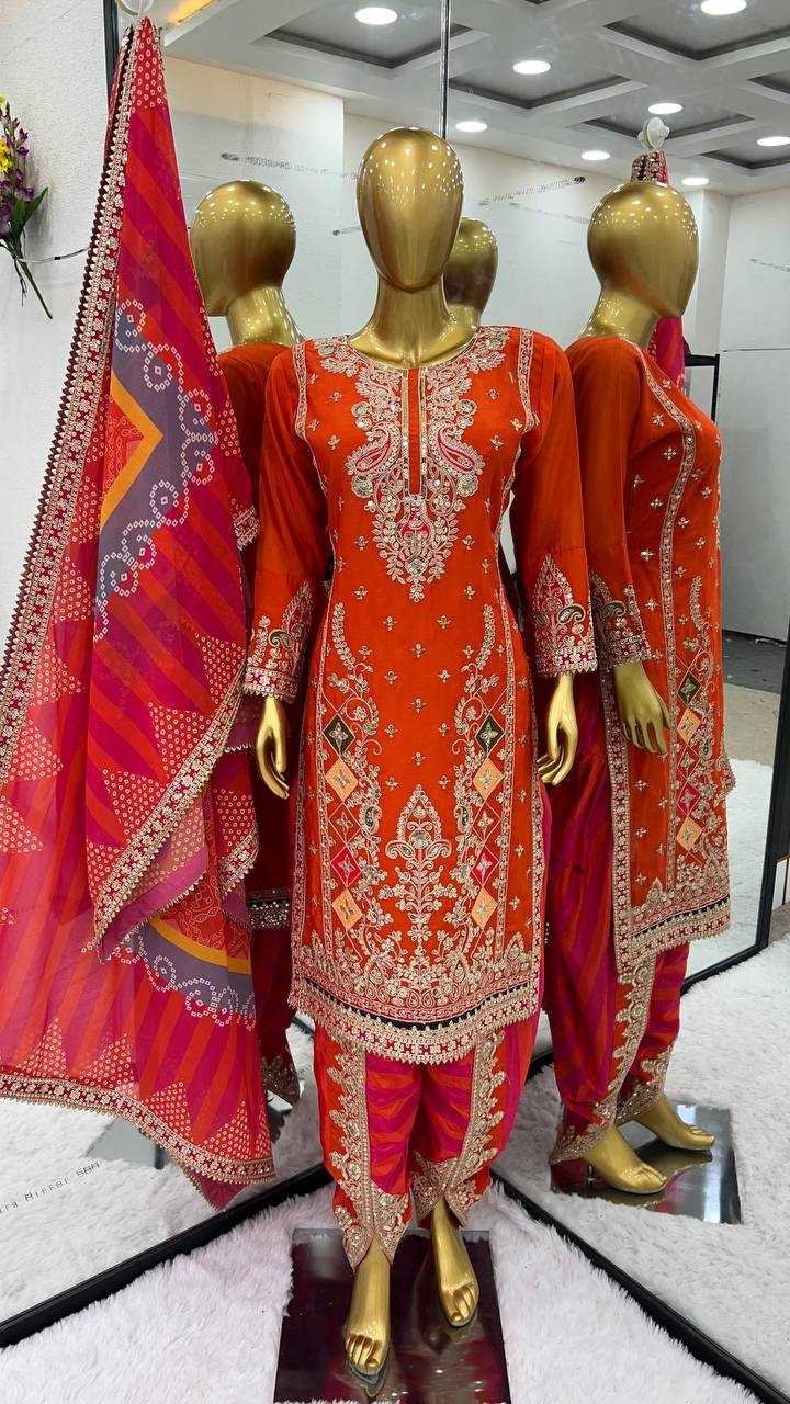 YNF CHINON SILK RSR 1619 SUITS & DRESSES WHOLESALE LADIES PATIALA EMBROIDERY SUITS MANUFACTURER